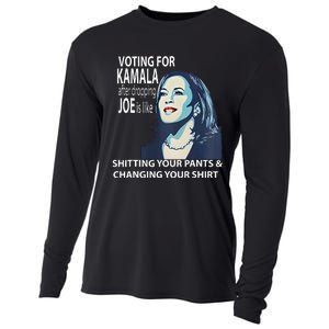 Voting For Kamala After Dropping Joe Is Like Shitting Cooling Performance Long Sleeve Crew