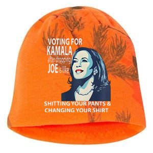 Voting For Kamala After Dropping Joe Is Like Shitting Kati - Camo Knit Beanie