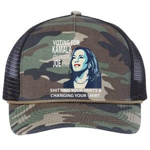 Voting For Kamala After Dropping Joe Is Like Shitting Retro Rope Trucker Hat Cap