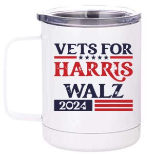 Vets For Kamala Harris Tim Walz Veterans For Harris 12 oz Stainless Steel Tumbler Cup