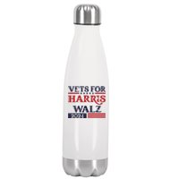 Vets For Kamala Harris Tim Walz Veterans For Harris Stainless Steel Insulated Water Bottle