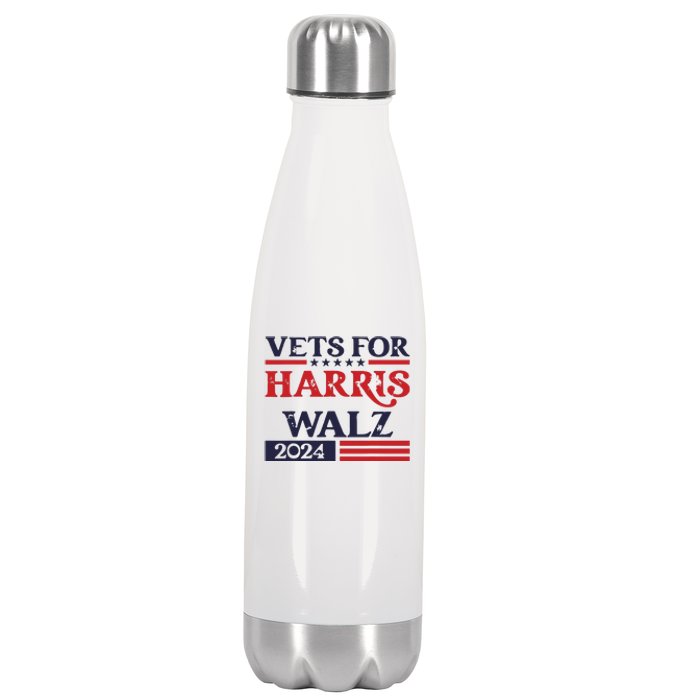 Vets For Kamala Harris Tim Walz Veterans For Harris Stainless Steel Insulated Water Bottle