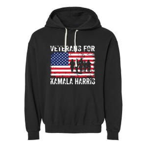 Veterans For Kamala Harris 2024 Election Usa Flag Military Garment-Dyed Fleece Hoodie