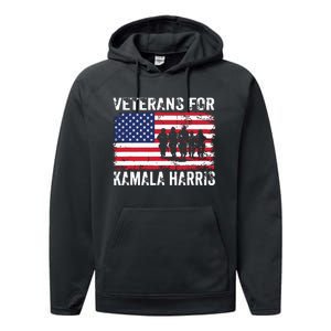 Veterans For Kamala Harris 2024 Election Usa Flag Military Performance Fleece Hoodie