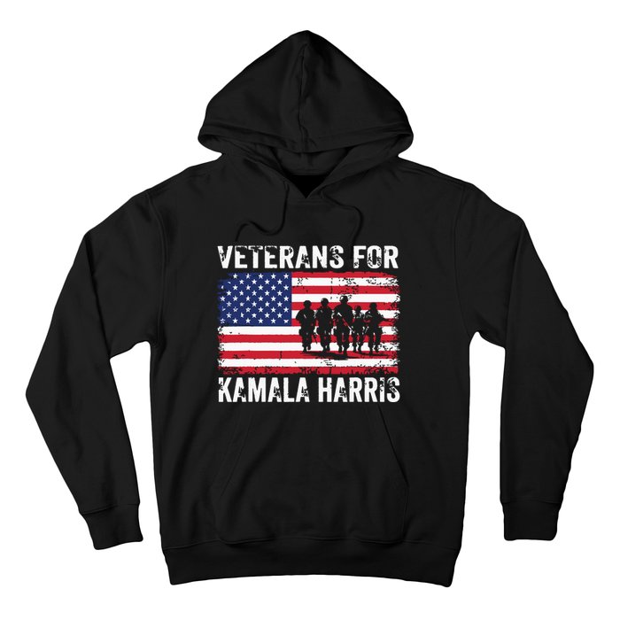 Veterans For Kamala Harris 2024 Election Usa Flag Military Hoodie