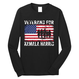 Veterans For Kamala Harris 2024 Election Usa Flag Military Long Sleeve Shirt