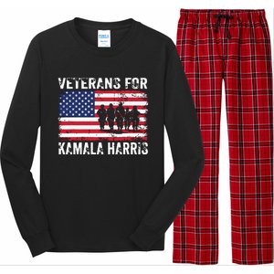 Veterans For Kamala Harris 2024 Election Usa Flag Military Long Sleeve Pajama Set