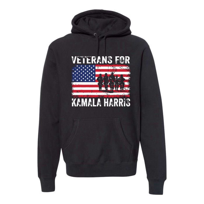 Veterans For Kamala Harris 2024 Election Usa Flag Military Premium Hoodie