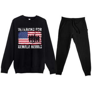 Veterans For Kamala Harris 2024 Election Usa Flag Military Premium Crewneck Sweatsuit Set