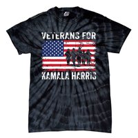 Veterans For Kamala Harris 2024 Election Usa Flag Military Tie-Dye T-Shirt