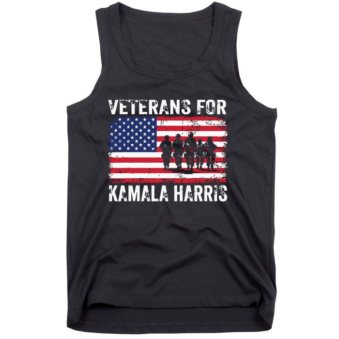 Veterans For Kamala Harris 2024 Election Usa Flag Military Tank Top