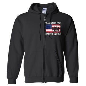 Veterans For Kamala Harris 2024 Election Usa Flag Military Full Zip Hoodie