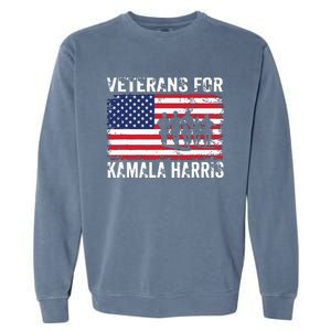 Veterans For Kamala Harris 2024 Election Usa Flag Military Garment-Dyed Sweatshirt