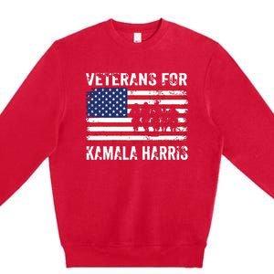 Veterans For Kamala Harris 2024 Election Usa Flag Military Premium Crewneck Sweatshirt