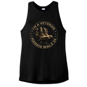 Veterans For Kamala Harris Tim Walz 2024 Election Usa Flag Ladies PosiCharge Tri-Blend Wicking Tank