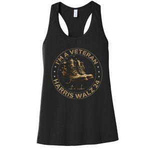 Veterans For Kamala Harris Tim Walz 2024 Election Usa Flag Women's Racerback Tank