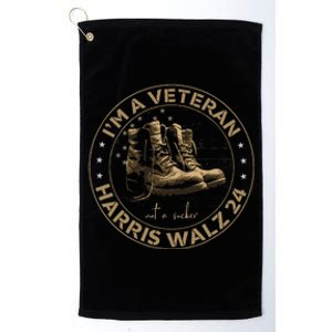 Veterans For Kamala Harris Tim Walz 2024 Election Usa Flag Platinum Collection Golf Towel