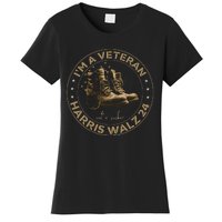 Veterans For Kamala Harris Tim Walz 2024 Election Usa Flag Women's T-Shirt