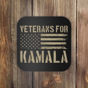 Veterans For Kamala Harris 2024 Election Usa Flag Military Coaster