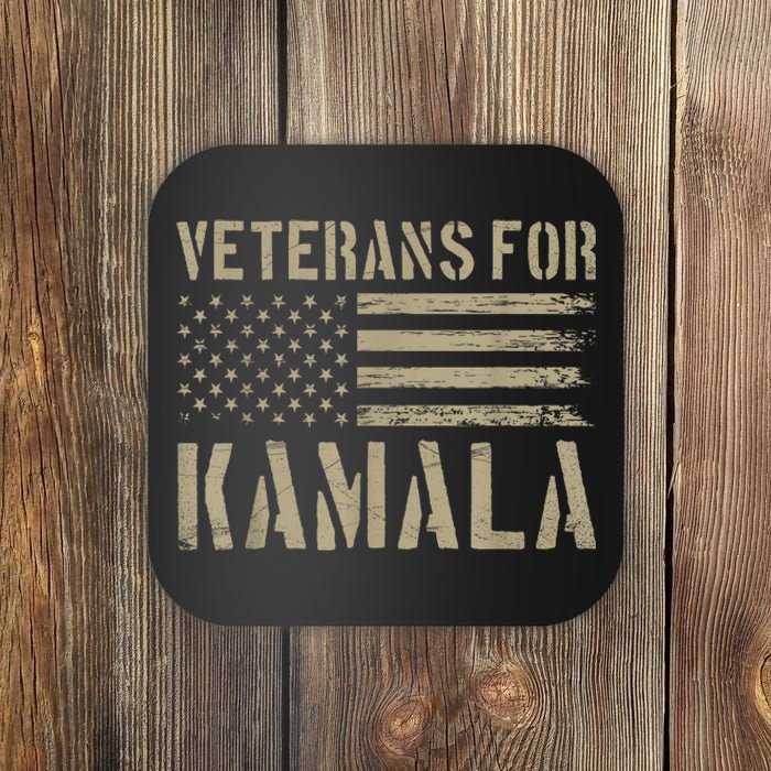 Veterans For Kamala Harris 2024 Election Usa Flag Military Coaster