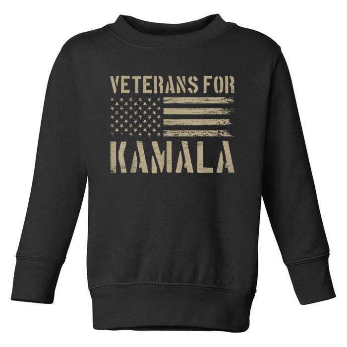 Veterans For Kamala Harris 2024 Election Usa Flag Military Toddler Sweatshirt