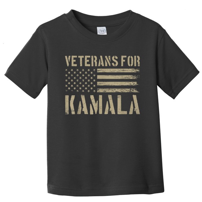 Veterans For Kamala Harris 2024 Election Usa Flag Military Toddler T-Shirt