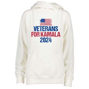 Veterans For Kamala 2024 Election American Flag Womens Funnel Neck Pullover Hood