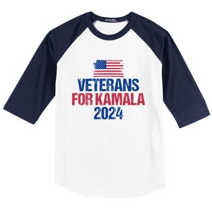 Veterans For Kamala 2024 Election American Flag Baseball Sleeve Shirt