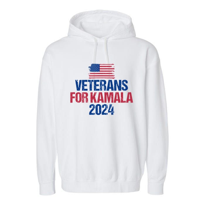 Veterans For Kamala 2024 Election American Flag Garment-Dyed Fleece Hoodie