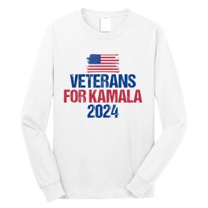 Veterans For Kamala 2024 Election American Flag Long Sleeve Shirt