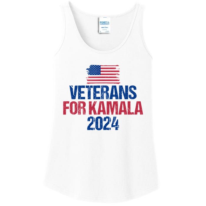 Veterans For Kamala 2024 Election American Flag Ladies Essential Tank