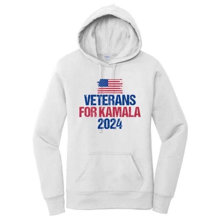 Veterans For Kamala 2024 Election American Flag Women's Pullover Hoodie