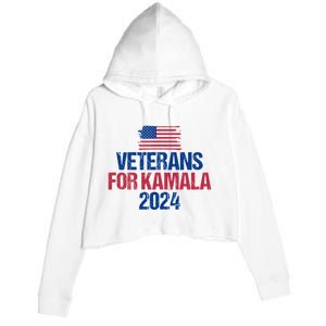 Veterans For Kamala 2024 Election American Flag Crop Fleece Hoodie