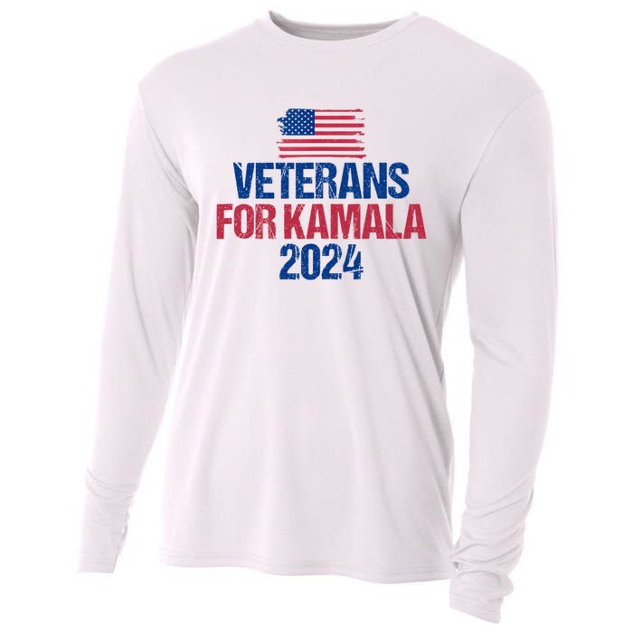 Veterans For Kamala 2024 Election American Flag Cooling Performance Long Sleeve Crew