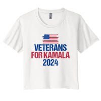 Veterans For Kamala 2024 Election American Flag Women's Crop Top Tee