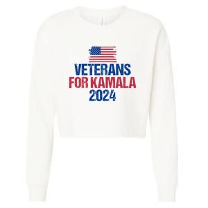 Veterans For Kamala 2024 Election American Flag Cropped Pullover Crew