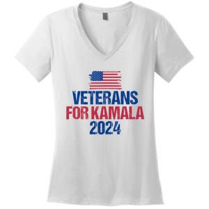 Veterans For Kamala 2024 Election American Flag Women's V-Neck T-Shirt