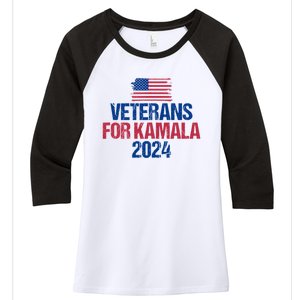 Veterans For Kamala 2024 Election American Flag Women's Tri-Blend 3/4-Sleeve Raglan Shirt