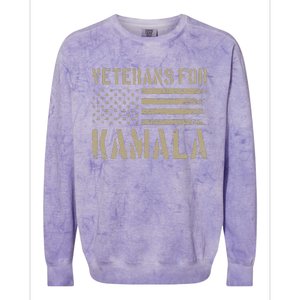 Veterans For Kamala Harris 2024 Election Usa Flag Military Colorblast Crewneck Sweatshirt