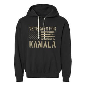 Veterans For Kamala Harris 2024 Election Usa Flag Military Garment-Dyed Fleece Hoodie