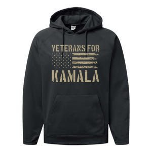 Veterans For Kamala Harris 2024 Election Usa Flag Military Performance Fleece Hoodie