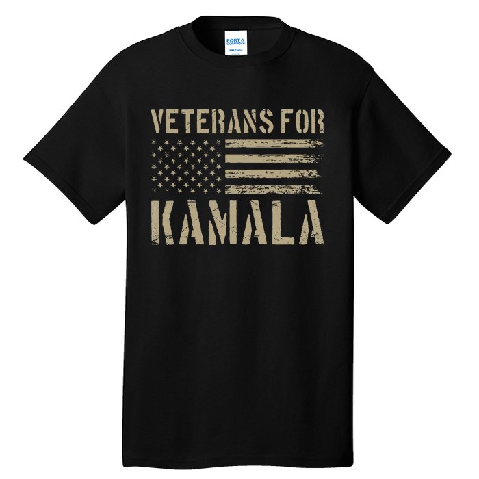 Veterans For Kamala Harris 2024 Election Usa Flag Military Tall T-Shirt