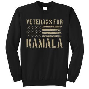 Veterans For Kamala Harris 2024 Election Usa Flag Military Tall Sweatshirt