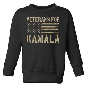 Veterans For Kamala Harris 2024 Election Usa Flag Military Toddler Sweatshirt