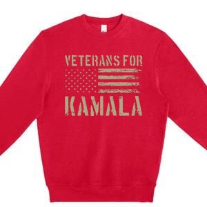 Veterans For Kamala Harris 2024 Election Usa Flag Military Premium Crewneck Sweatshirt