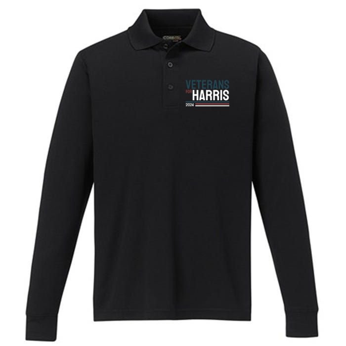 Veterans For Kamala Harris 2024 Performance Long Sleeve Polo