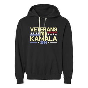 Veterans For Kamala American Flag Kamalaharris Supporter Garment-Dyed Fleece Hoodie