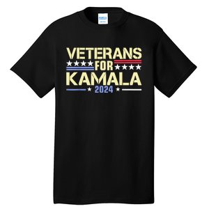 Veterans For Kamala American Flag Kamalaharris Supporter Tall T-Shirt