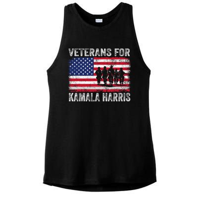 Veterans For Kamala Harris 2024 Election Usa Flag Military Ladies PosiCharge Tri-Blend Wicking Tank