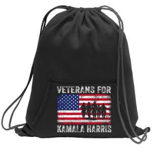 Veterans For Kamala Harris 2024 Election Usa Flag Military Sweatshirt Cinch Pack Bag